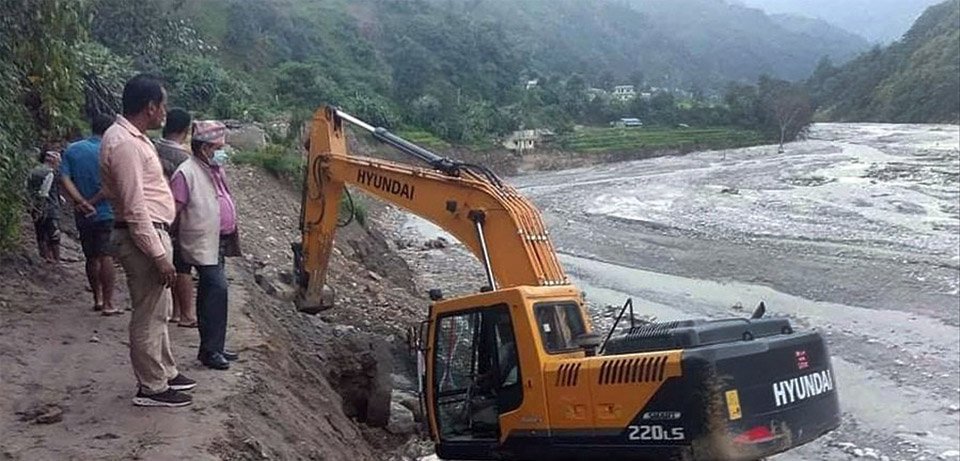 Works ongoing to construct access road to the intake of Melamchi Water Supply Project