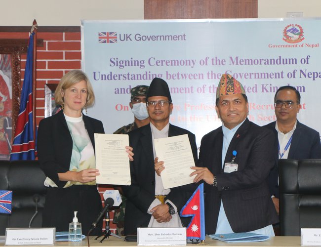 Nepal, UK ink MoU to send Nepali healthcare workers