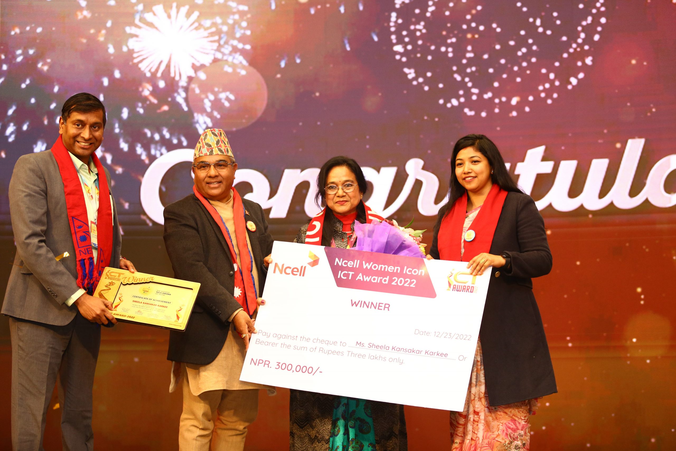 ‘Ncell Women Icon ICT Award 2022’ awarded to Sheela Kansakar Karkee
