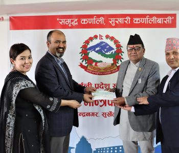 Ncell hands over its support of Rs. 50 lakhs to the Provincial Government of Karnali in Surkhet