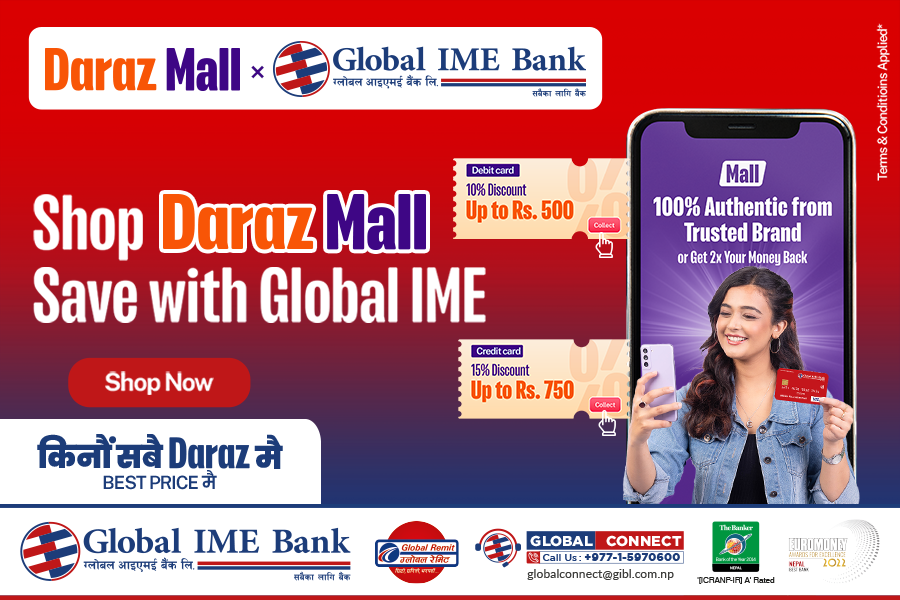 Global IME Bank offers up to 15% discount for online purchases through debit and credit cards