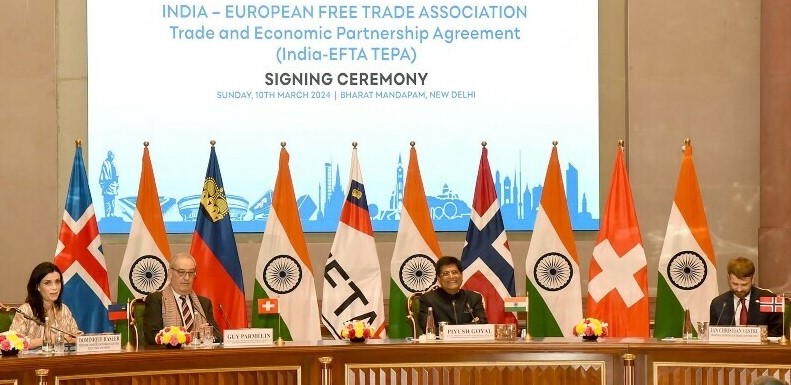 India signs $100bn free trade deal with four European nations
