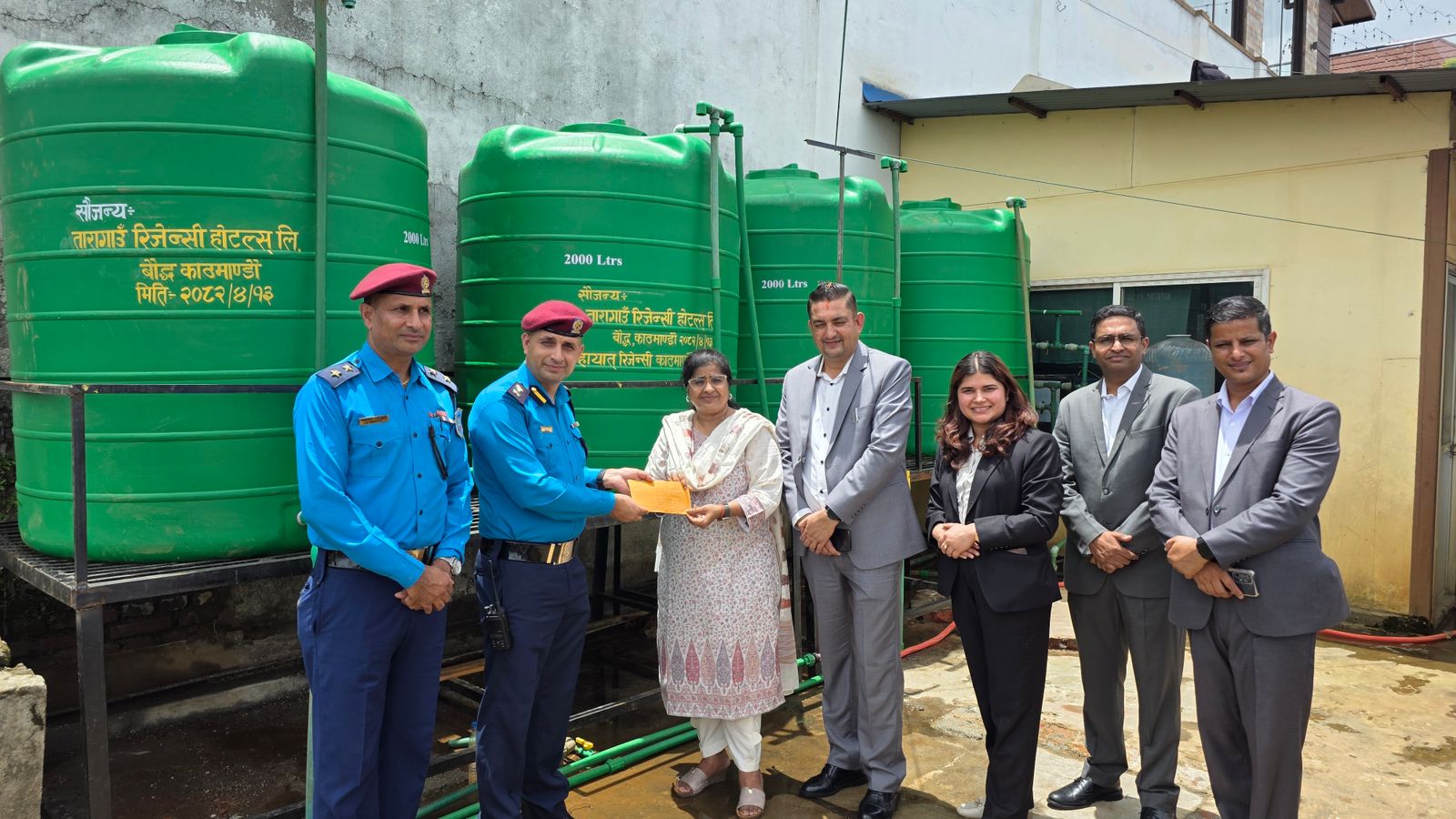 Taragaon Regency Hotels donates water tanks to Bouddha Police Circle