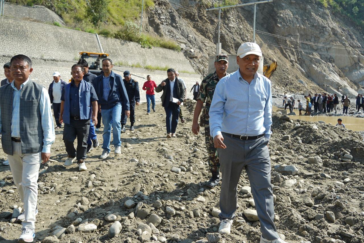 Minister Ghising inspects BP Highway damage, pledges swift reopening through temporary diversion