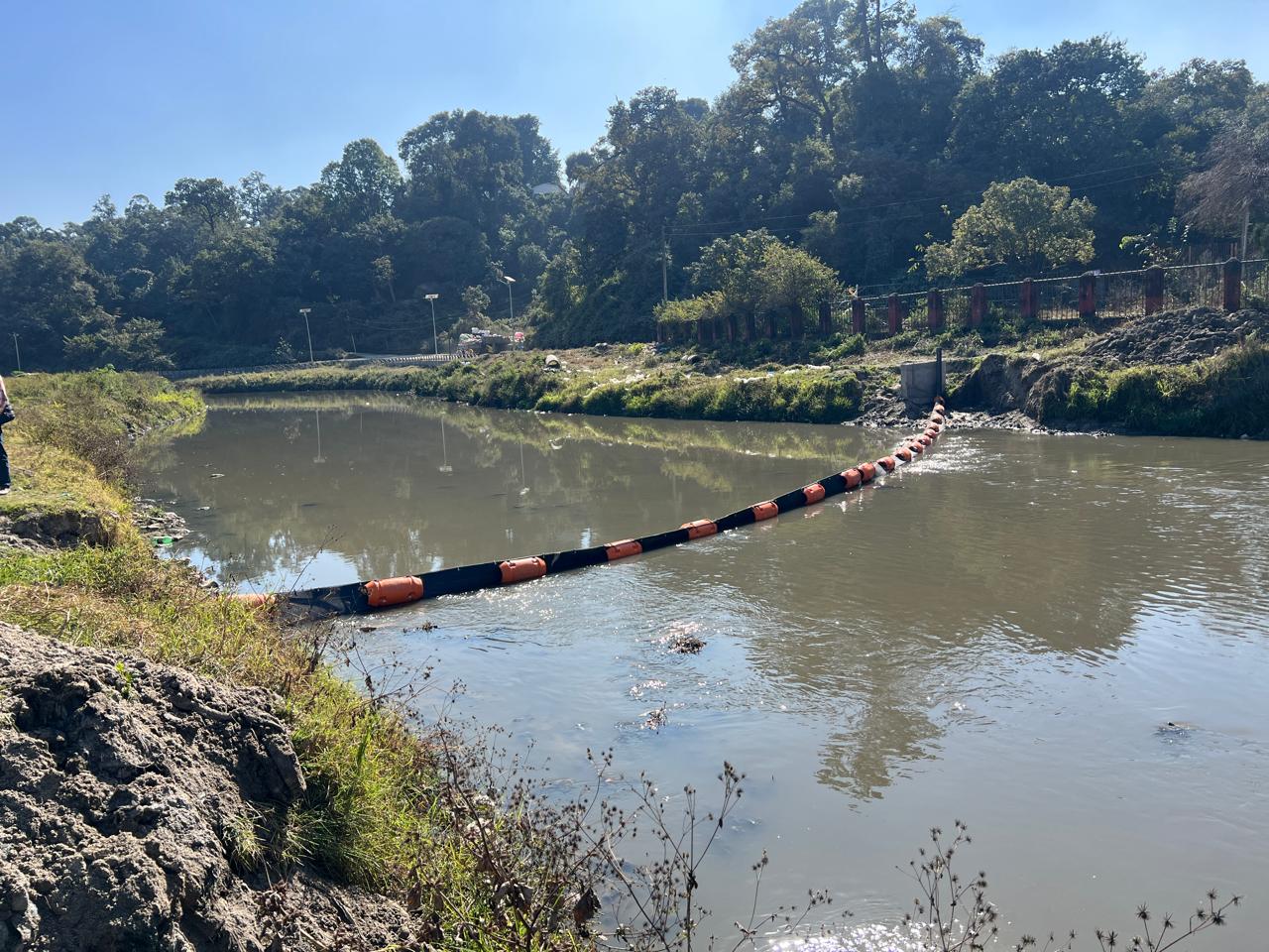 Trash Barriers Installed in Bagmati River to Collect Floating Waste