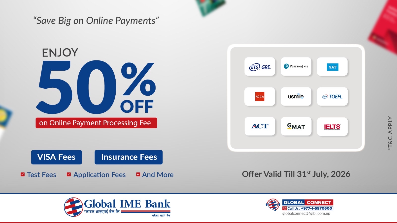 Global IME Bank announces 50% service fee discount on international online payments for students
