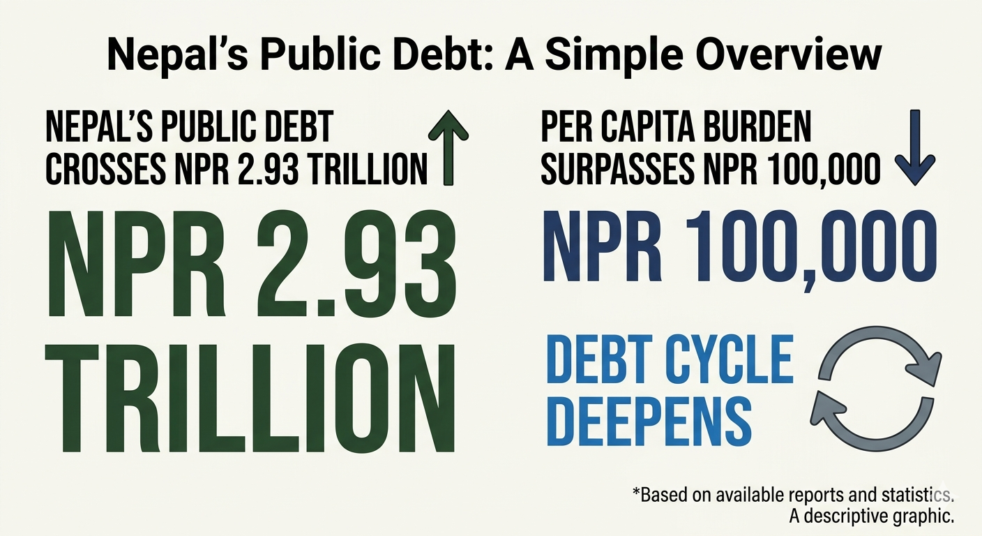 Nepal’s public debt crosses Rs 2.93 trillion: Per capita burden surpasses Rs 100,000